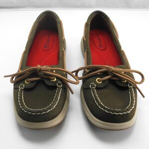 Sperry Top-Sider Brown Boat Shoes Women's 6M Nubuck Leather Mesh Camouflage